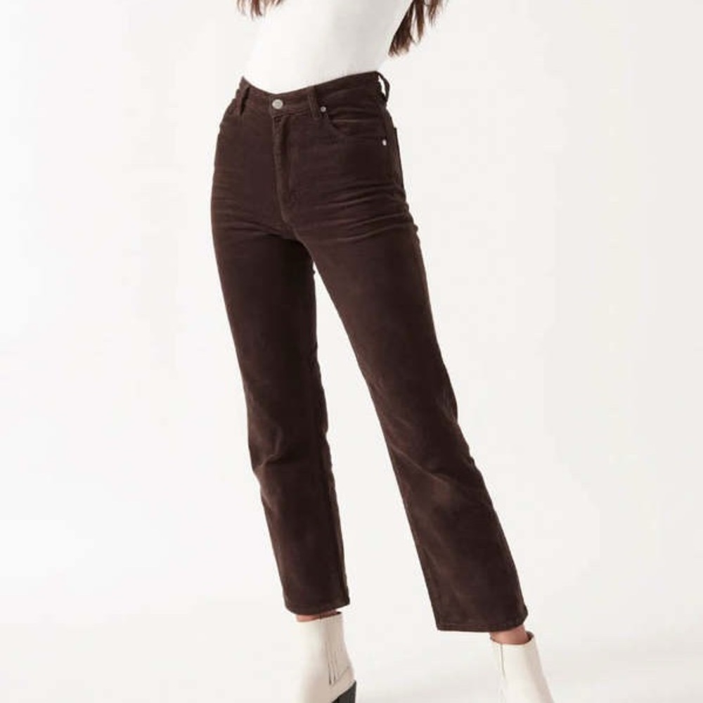 Rolla’s Women’s Original Straight Cropped High Rise Brown Corduroy Pants Size 25